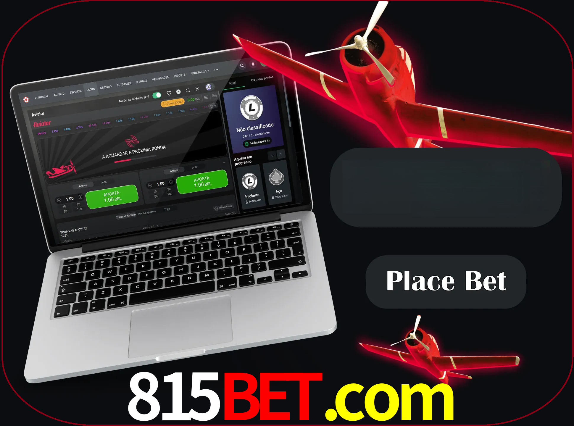 Especifique a quantia de dinheiro e faça uma aposta.