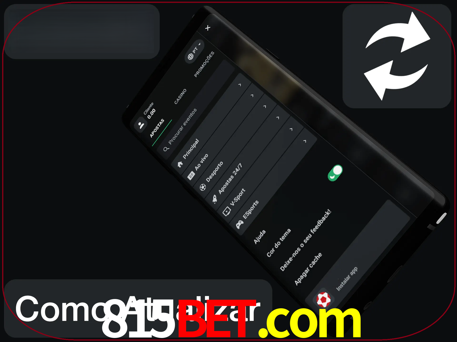 O aplicativo é atualizado automaticamente quando você faz o login.